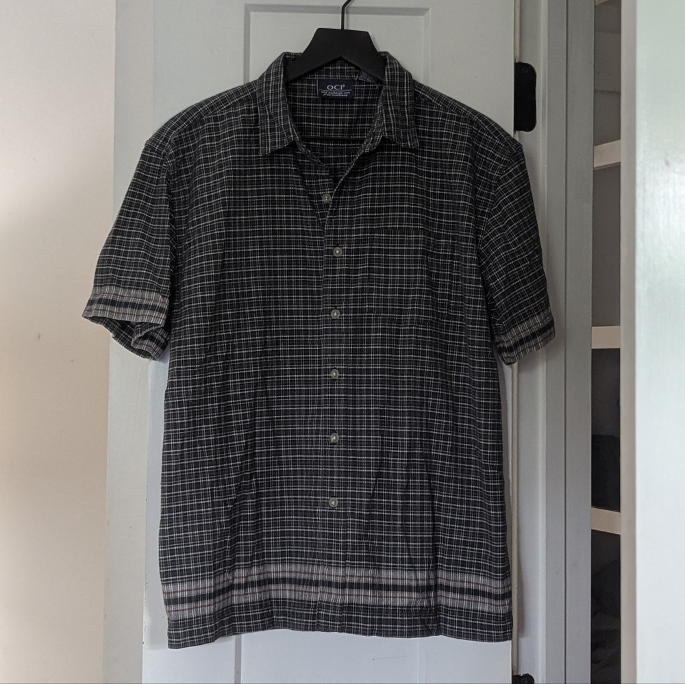 OCI Old College Inn Plaid Casual Button Down Shirt Short Sleeve XL Excel Used